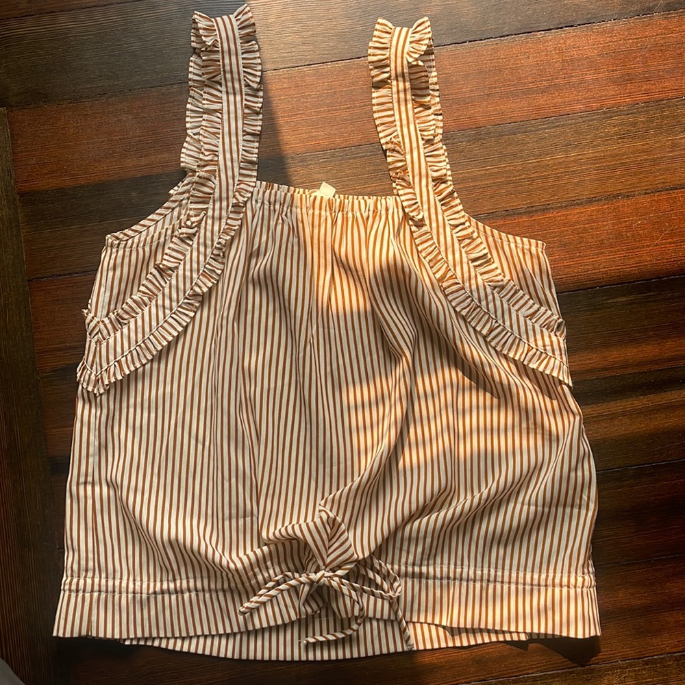 Ruffle Trim Stripe Tank Size Small